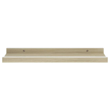 Wall Shelves 2 pcs White and Sonoma Oak 40x9x3 cm