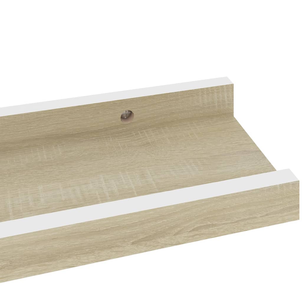 Wall Shelves 2 pcs White and Sonoma Oak 40x9x3 cm