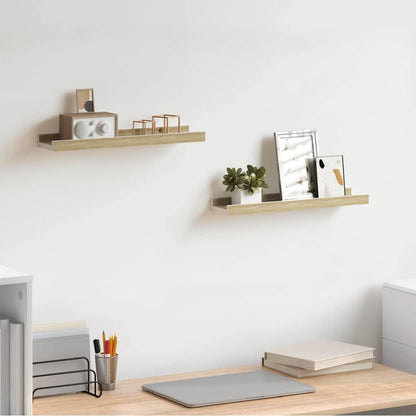 Wall Shelves 2 pcs White and Sonoma Oak 40x9x3 cm