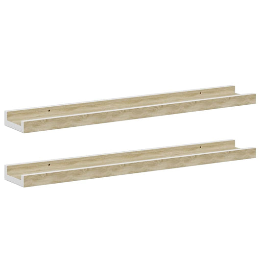 Wall Shelves 2 pcs White and Sonoma Oak 60x9x3 cm