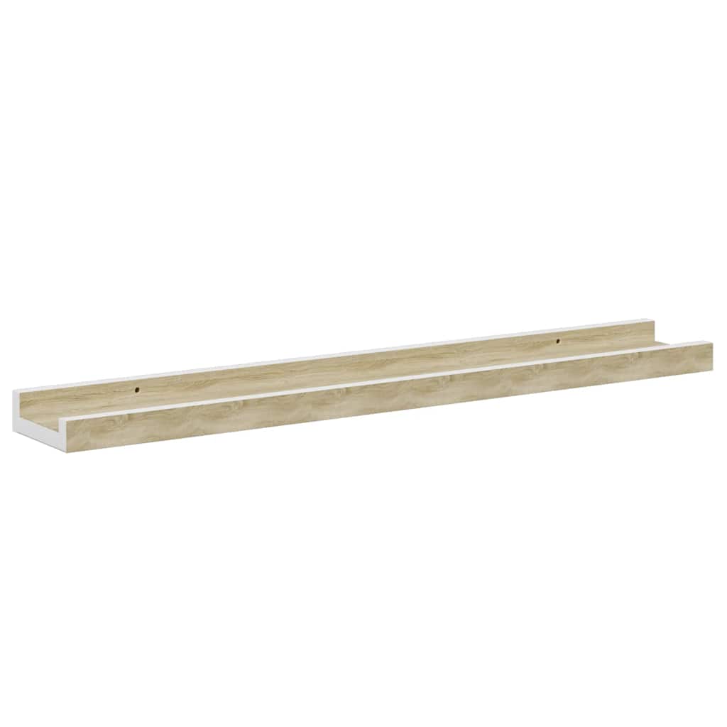 Wall Shelves 2 pcs White and Sonoma Oak 60x9x3 cm