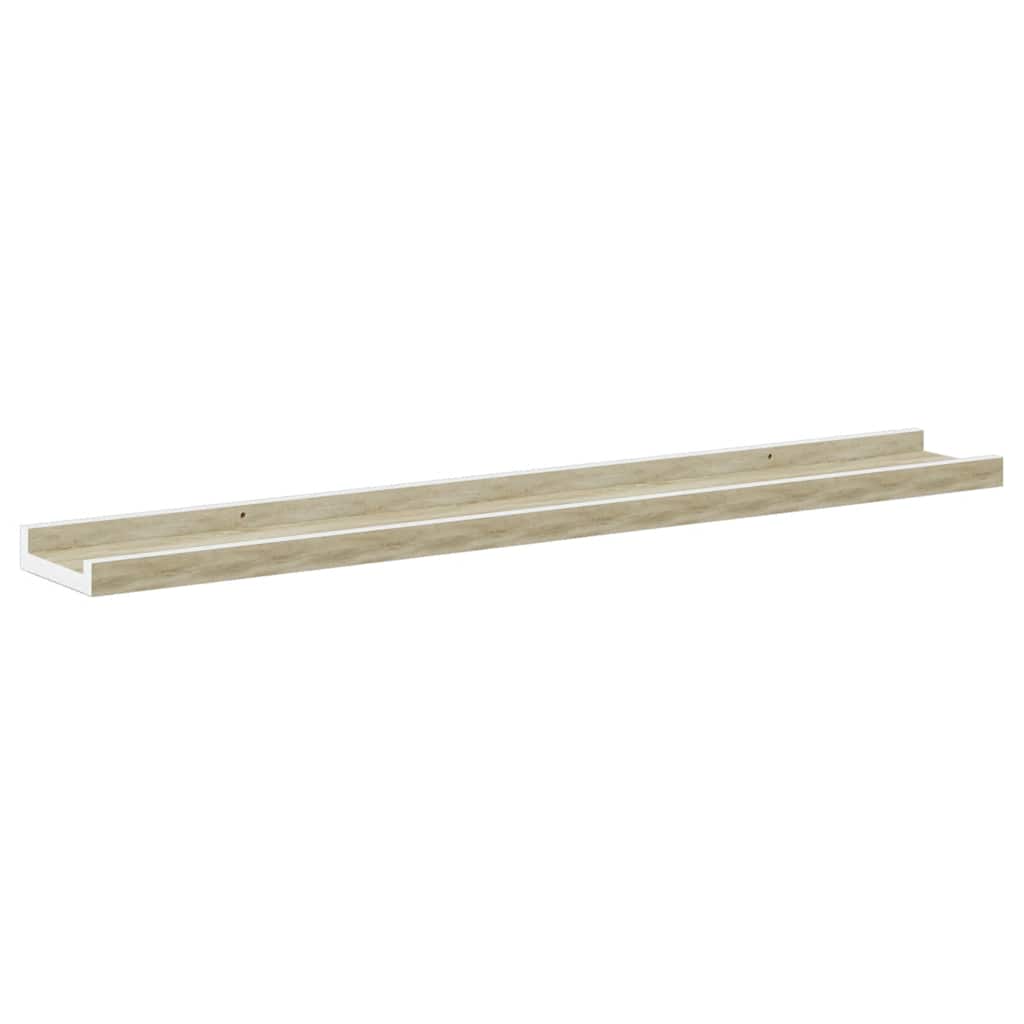 Wall Shelves 2 pcs White and Sonoma Oak 80x9x3 cm