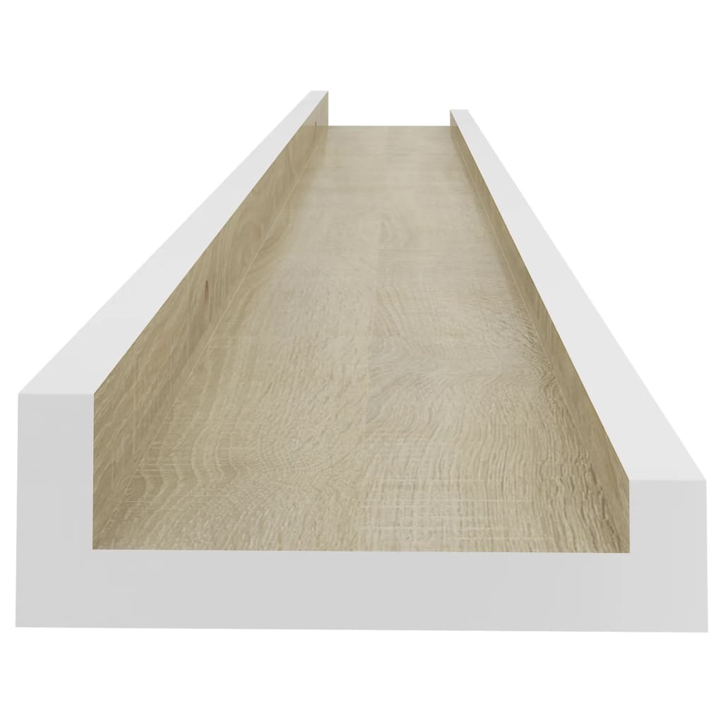 Wall Shelves 2 pcs White and Sonoma Oak 80x9x3 cm