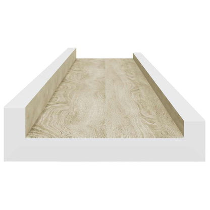 Wall Shelves 2 pcs White and Sonoma Oak 80x9x3 cm