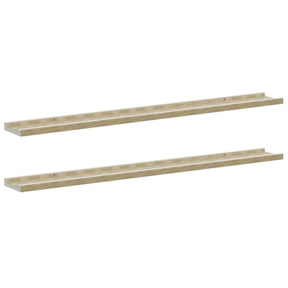 Wall Shelves 2 pcs White and Sonoma Oak 100x9x3 cm
