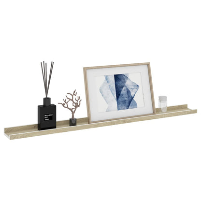 Wall Shelves 2 pcs White and Sonoma Oak 100x9x3 cm