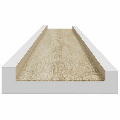 Wall Shelves 2 pcs White and Sonoma Oak 100x9x3 cm