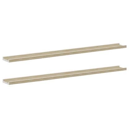 Wall Shelves 2 pcs White and Sonoma Oak 115x9x3 cm