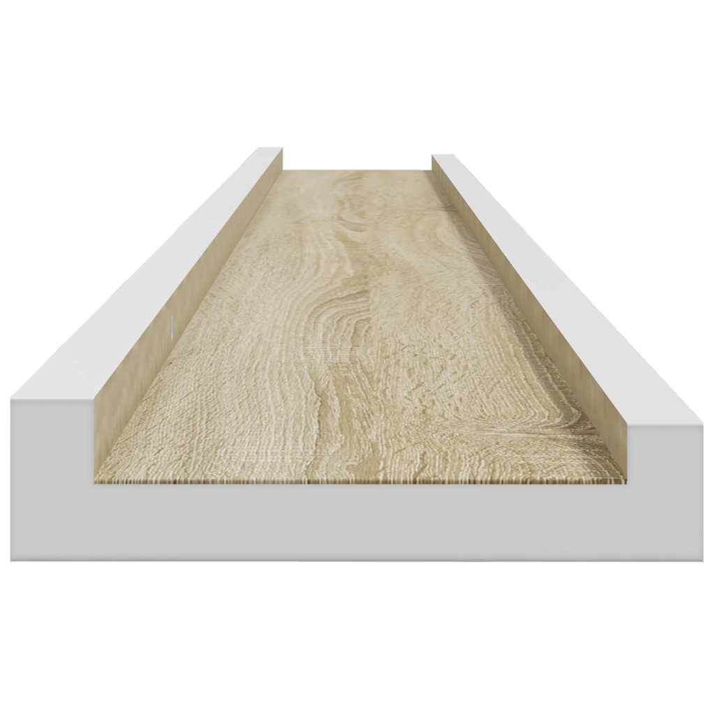 Wall Shelves 2 pcs White and Sonoma Oak 115x9x3 cm