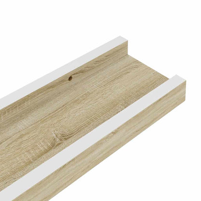 Wall Shelves 2 pcs White and Sonoma Oak 115x9x3 cm
