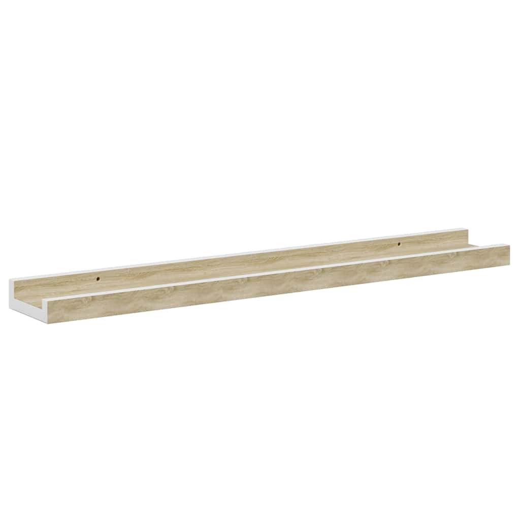 Wall Shelves 4 pcs White and Sonoma Oak 60x9x3 cm