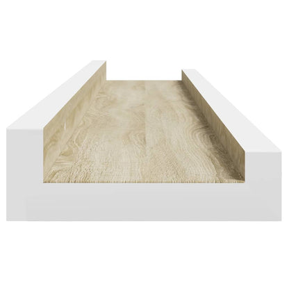 Wall Shelves 4 pcs White and Sonoma Oak 60x9x3 cm