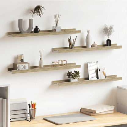 Wall Shelves 4 pcs White and Sonoma Oak 60x9x3 cm