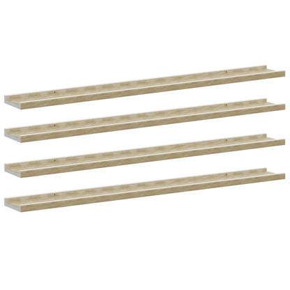 Wall Shelves 4 pcs White and Sonoma Oak 100x9x3 cm