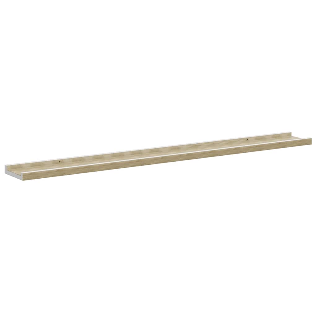 Wall Shelves 4 pcs White and Sonoma Oak 100x9x3 cm