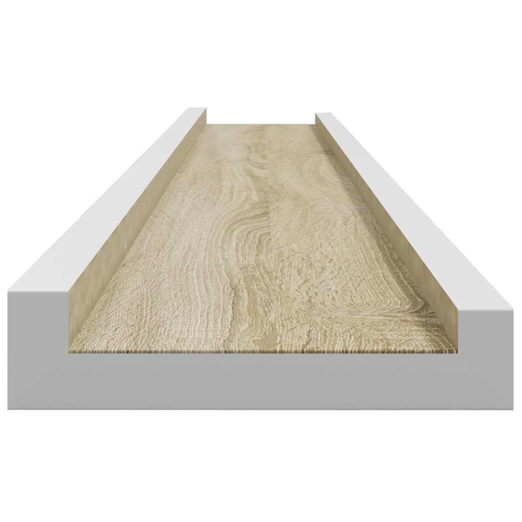 Wall Shelves 4 pcs White and Sonoma Oak 100x9x3 cm