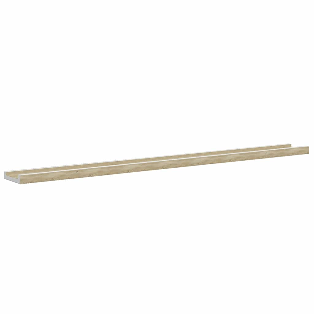 Wall Shelves 4 pcs White and Sonoma Oak 100x9x3 cm