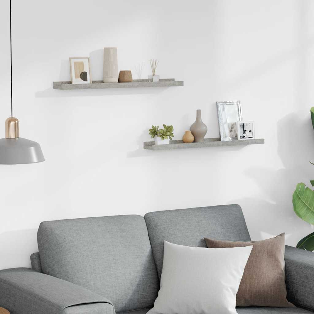 Wall Shelves 2 pcs Concrete Grey 60x9x3 cm