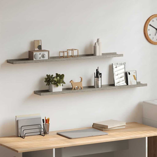 Wall Shelves 2 pcs Concrete Grey 100x9x3 cm