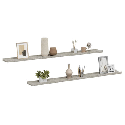 Wall Shelves 2 pcs Concrete Grey 115x9x3 cm