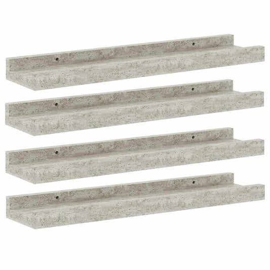 Wall Shelves 4 pcs Concrete Grey 40x9x3 cm