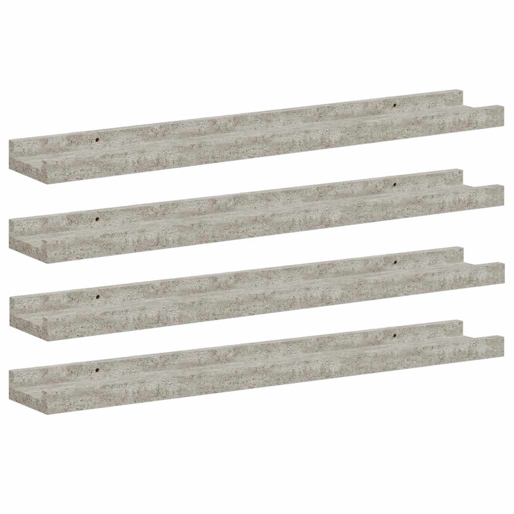Wall Shelves 4 pcs Concrete Grey 60x9x3 cm