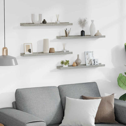 Wall Shelves 4 pcs Concrete Grey 60x9x3 cm