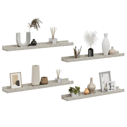 Wall Shelves 4 pcs Concrete Grey 60x9x3 cm