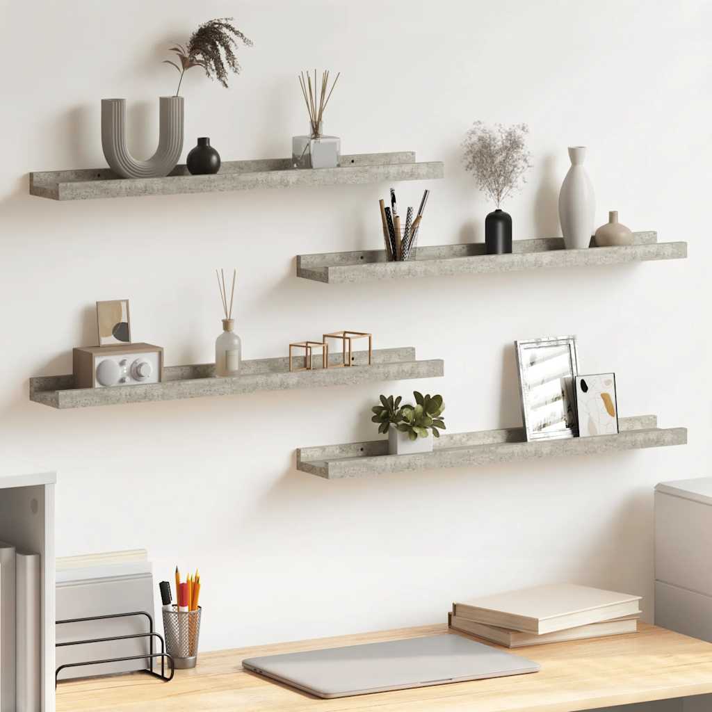 Wall Shelves 4 pcs Concrete Grey 60x9x3 cm