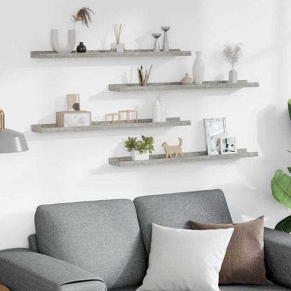 Wall Shelves 4 pcs Concrete Grey 80x9x3 cm