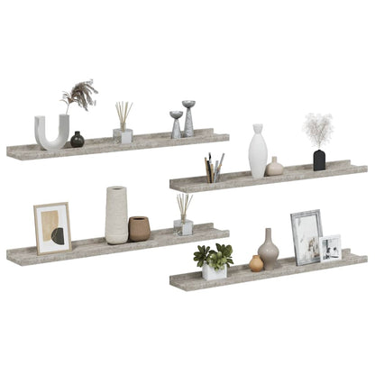 Wall Shelves 4 pcs Concrete Grey 80x9x3 cm