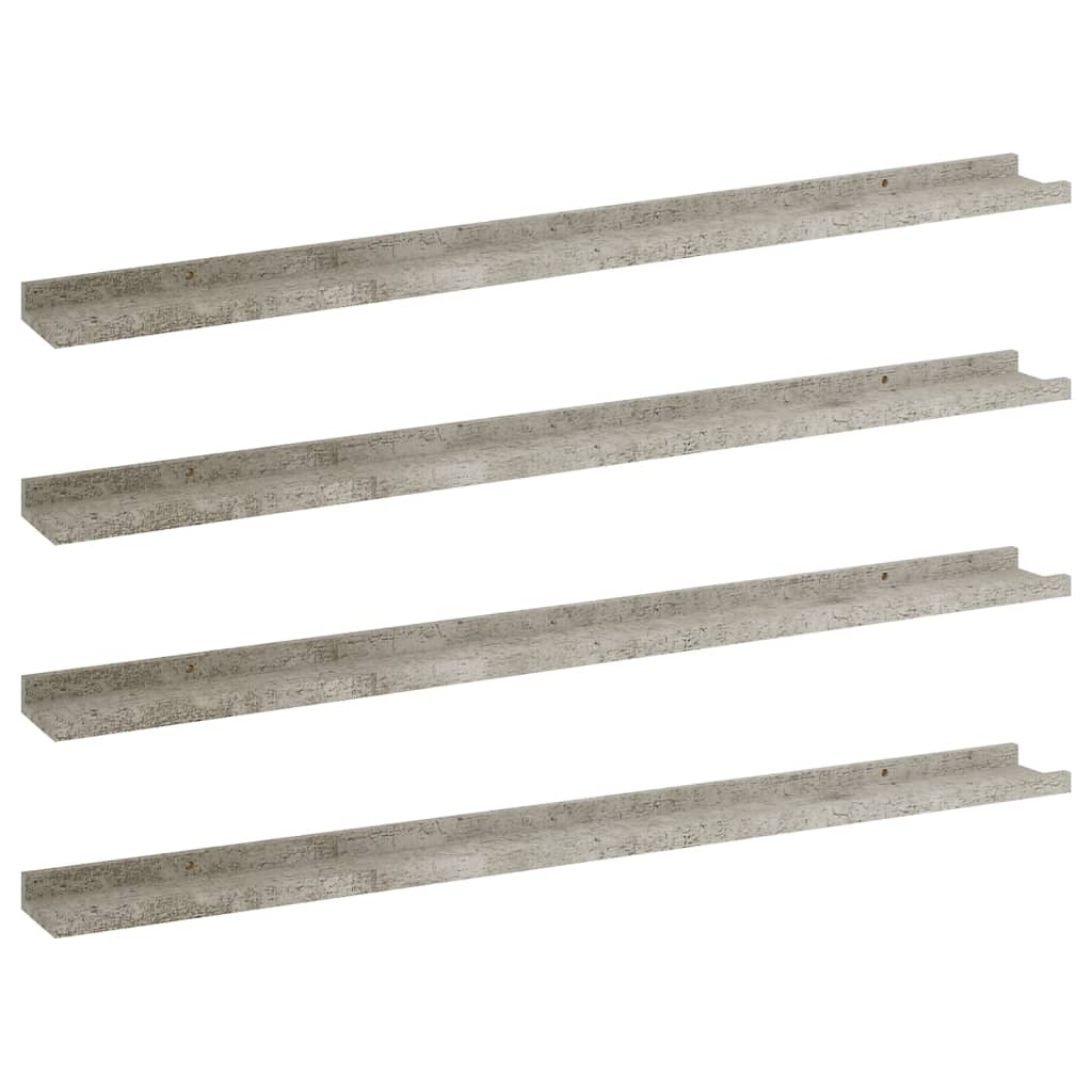 Wall Shelves 4 pcs Concrete Grey 100x9x3 cm