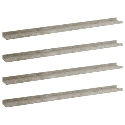 Wall Shelves 4 pcs Concrete Grey 100x9x3 cm
