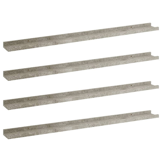 Wall Shelves 4 pcs Concrete Grey 100x9x3 cm