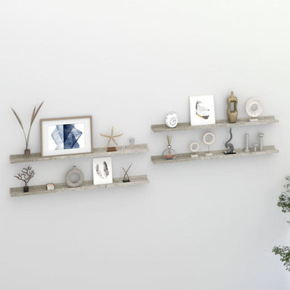 Wall Shelves 4 pcs Concrete Grey 100x9x3 cm