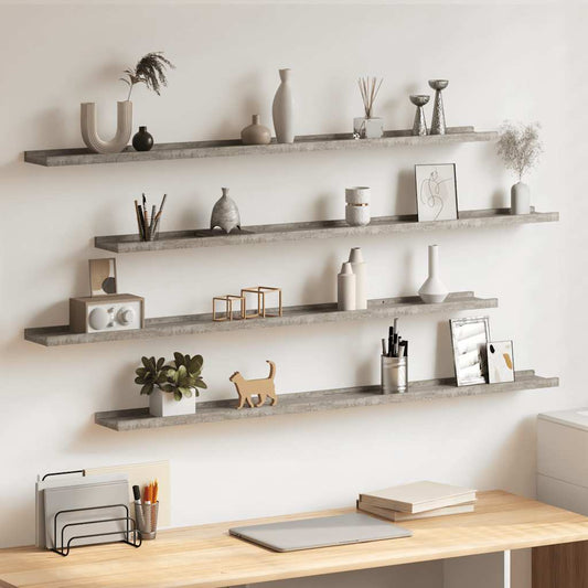 Wall Shelves 4 pcs Concrete Grey 115x9x3 cm