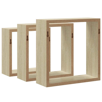 Wall Cube Shelves 3 pcs Sonoma Oak