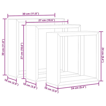 Wall Cube Shelves 3 pcs White and Sonoma Oak