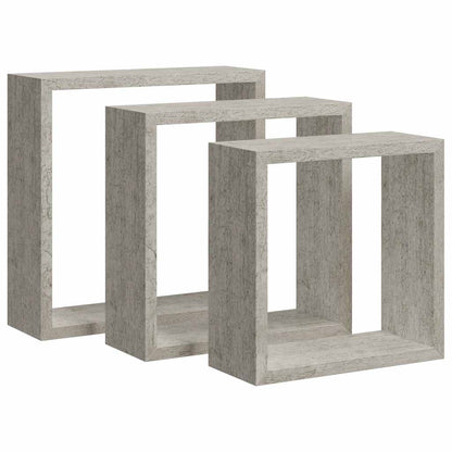 Wall Cube Shelves 3 pcs Concrete Grey