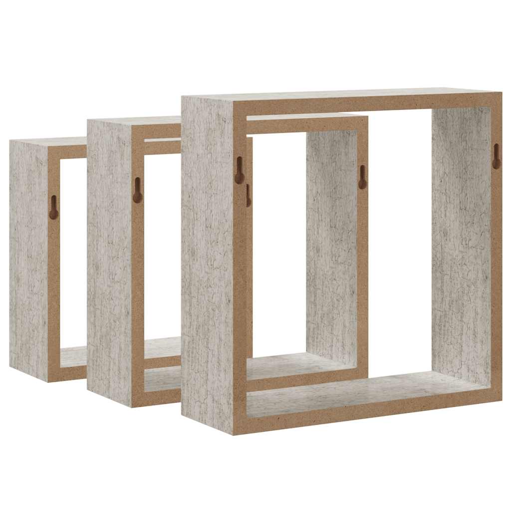 Wall Cube Shelves 3 pcs Concrete Grey