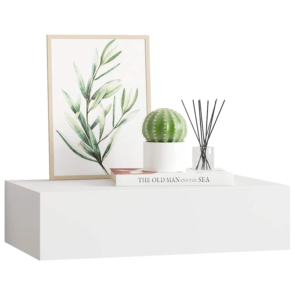Wall-mounted Drawer Shelf White 40x23.5x10 cm MDF