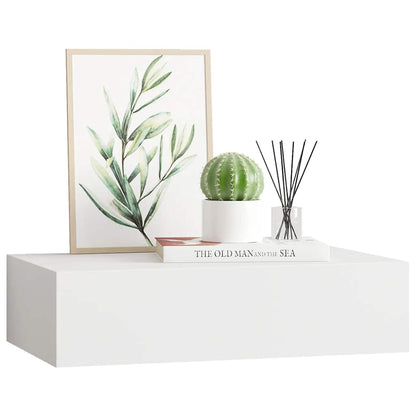 Wall-mounted Drawer Shelf White 40x23.5x10 cm MDF