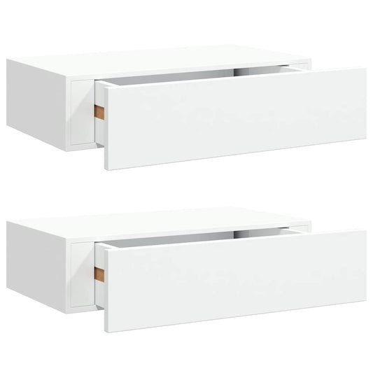 Wall-mounted Drawer Shelves 2 pcs White 40x23.5x10 cm MDF