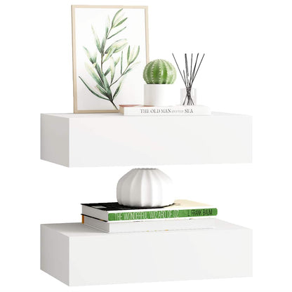 Wall-mounted Drawer Shelves 2 pcs White 40x23.5x10 cm MDF