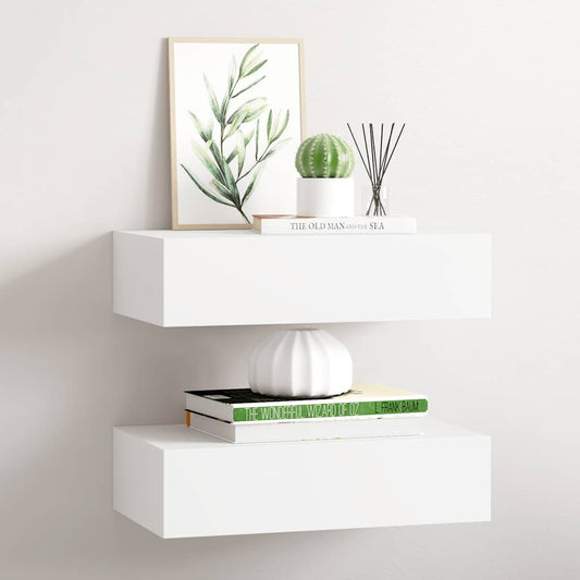 Wall-mounted Drawer Shelves 2 pcs White 40x23.5x10 cm MDF