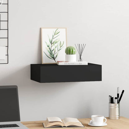 Wall-mounted Drawer Shelf Black 40x23.5x10cm MDF