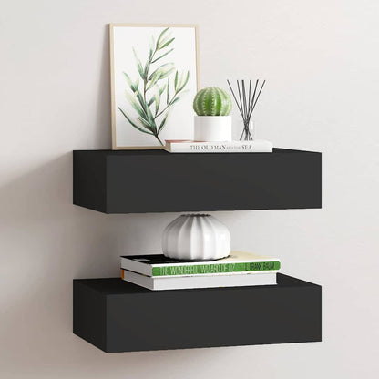 Wall-mounted Drawer Shelves 2 pcs Black 40x23.5x10cm MDF