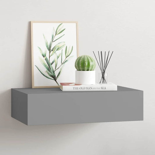 Drawer Shelf | Grey | MDF, metal | Compact | Floating Shelf | Rectangular