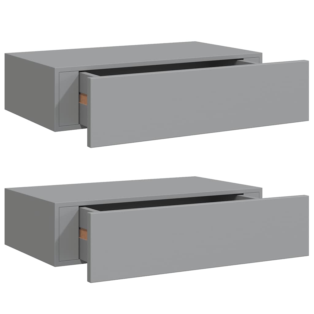 Wall-mounted Drawer Shelves 2 pcs Grey 40x23.5x10cm MDF
