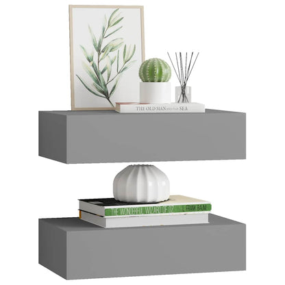 Wall-mounted Drawer Shelves 2 pcs Grey 40x23.5x10cm MDF